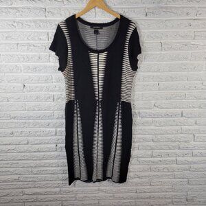 Ashley Stewart Womens Dress 18 20 Plus Sweater Knit Black Geometric Comfy SWE70E
